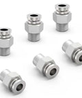 304 Stainless Steel 6 Pack Heavy Duty Push To Connect Pneumatic Fittings, 3/8 Inch OD Tube To 3/8 Inch NPT Thread, Straight Male Quick Connect