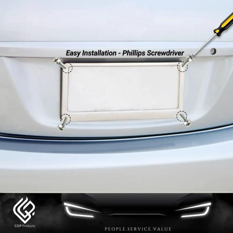 License Plate Screws Metric Phillips Head Zinc Plated Steel installed on car bumper
