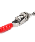 Stainless Steel Toggle Clamp With 220.5Lb Holding Power, Push Pull Clamp For Woodworking, Fixture Setup, Home Decor Projects, And Equipment Installations, Heavy Duty Grip, Arrow Storage Case Included. Stainless steel toggle clamp with red handle
