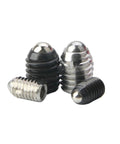 High Grade Stainless Steel Mini Spring Ball Plungers With Slick Rolling Action And No Nonsense Hex Set Screws Built Tough For Precision Tooling And Rock Solid Alignment 15 Piece Pack in black and silver.
