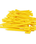 60 Pack Plastic Tent Stakes Five Point Seven Inch For Anchoring Garden Netting Camping Tents Rain Tarps And Landscape Fabric Backyard Ready Lawn Edging Yellow Durable Lightweight Reusable And Rust Free piled view