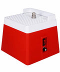 Compact Electric Glass Edge Smoothing Grinder With Drop Dead Accurate Water Drain Plate And Straight Up Settings For Crafters Chasing Hassle Free Finishing Results On The Job Or In The Shop in red and white design.