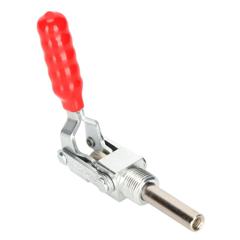 Push Pull Toggle Clamp With Iron And Plastic Build, Heavy Duty 136 Kg Holding Force, Arrow Storage Case, Workholding Tool For Testing Jigs, Welding, Crosscut Sled Setup, Equipment Installation, And Home Decor Projects, red handle