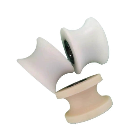 Top Shelf Nylon Pulley U Shaped Track Wheel Guide Roller Support For Electric Sliding Doors And Fence Rolling Systems, white nylon rollers.