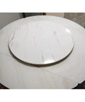 Premium Wood Lazy Susan Turntable For Dining Tables Featuring Silent 360 Degree Rotation Smooth Rolling Serving Tray on circular white table.