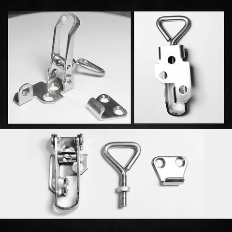 Rock Solid 316 Stainless Steel Marine Toggle Catch Latch With No Wiggle Guarantee And Heavy Duty Boat Hatch Lock Hasp Plus Locker Clamp, various angles.