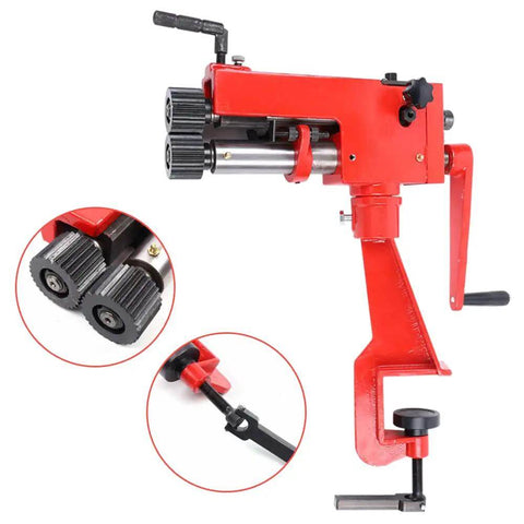 7 Inch Sheet Metal Bead Roller Rotary Bender Kit With 22 Gauge Steel Dies 6 Die Set Red Bead Rolling Machine side view
