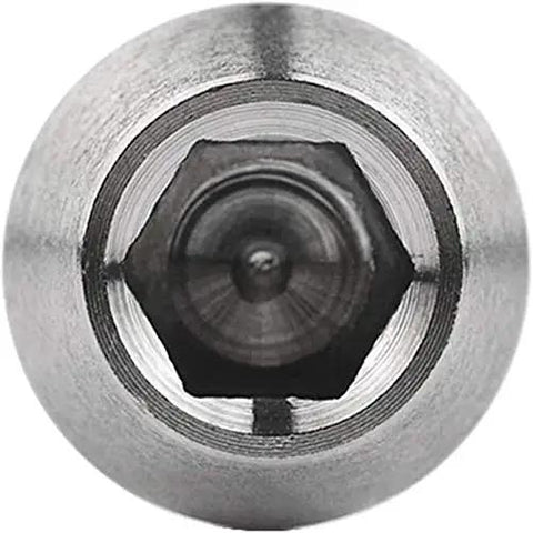 Close-up view of an M8x40mm Inner Hexagon bolt from the Badass Titanium Hardware Kit, showcasing the precision cut hex socket.