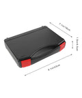 Small Hard Shell Plastic Toolbox Featuring Heavy Duty Multi Compartment Tool Organization And Secure Travel Storage With Hella Tough Durable Construction And Sweet Portable Gear Layouts, top view with dimensions.