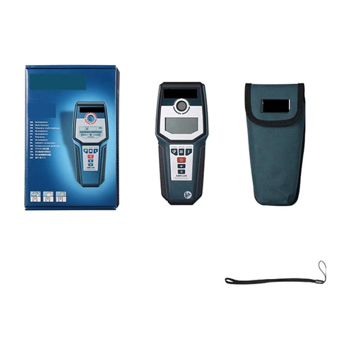 Straight Shooter Stud Finder And Wall Scanner That Skips The Guesswork On Wood Copper Steel And Live Wires In Drywall With One Touch Auto Calibration For Professional Tradesmen And Weekend Warriors next to its protective case.