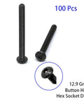 100 Pcs M3 30mm Hex Socket Button Head Cap Screws Kit Black Oxide Finish Alloy Steel 12.9 Grade 0.5mm Thread Pitch