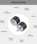 Built Tough M12 Male Female Rubber Vibration Isolator Mounts for generators, air compressors, and other machines.