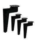 Spruce Up Your Place With Heavy Duty Furniture Legs For Couches And Tv Stands, Rust Resistant Black Iron Base With Premium Gold Trim, Built Solid For Real Life Use, Includes All Mounting Hardware. Set of four black iron furniture legs in varying heights.