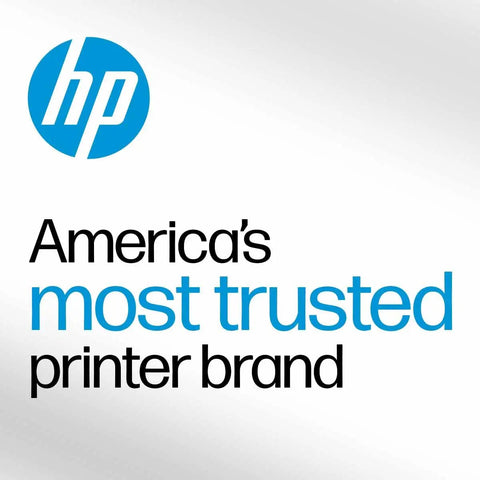 HP logo with text 'America's most trusted printer brand' on white background.