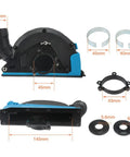 Rugged Universal Angle Grinder Dust Collection Shroud For 4 To 5 Inch Grinders featuring quick swap buckle and 360-degree swivel hose adapter.