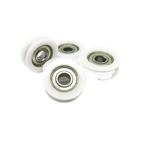 Pro Grade Delrin Pom Groove Bearing Wheel And Track Guide Roller Pulley two pack, 40mm diameter, ideal for smooth motion projects.
