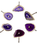 Premium Natural Agate Stone Cabinet Drawer Knobs With Slick Gold Plated Edges For Dressers And Closet Furniture, set of six.