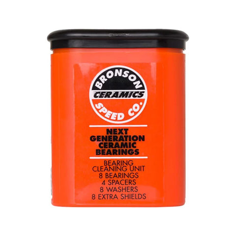 Bronson Ceramic skateboard bearings orange bearing cleaning kit container with 8 bearings