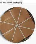 Solid and stable packaging of Heavy Duty Tempered Glass Lazy Susan Turntable For Kitchen Tables, securely wrapped for protection.