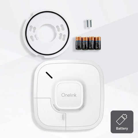 2-In-1 Smoke And Carbon Monoxide Detector Battery Powered With Mobile And Voice Alerts Photoelectric Smoke Sensor And Electrochemical CO Sensor Easy Install Home Safety Alarm For Peace Of Mind, with batteries and mounting bracket visible