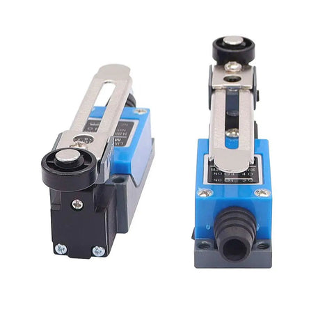 5 Pack Momentary Limit Switch Kit with adjustable long lever arm for Arduino CNC Mill, roller lever travel switches, shown in close-up.