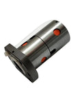 Built Dang Tough C7 Grade 16mm Ball Screw With Double Flange Nut Right Hand Thread 5mm Pitch Smooth Linear Motion Rail For CNC Routers Serious Industrial Mods And Precision Work, close-up of metal component.