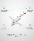 Heavy Duty Hollow Wall Mounting Kit For Shelves And Mirrors With M8 Drywall Anchors And Screws 50 Piece Zinc Plated Steel Hardware Set