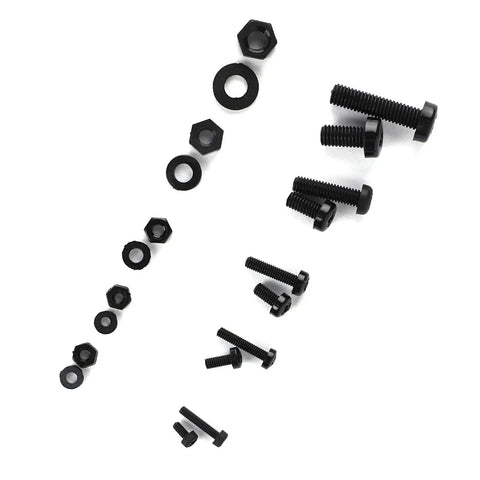 Nylon Screw Nut Washer Set M2 M2.5 M3 M4 M5 270 Piece Black Assortment Kit displayed on white background