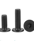 Rock Solid M3X8mm Hex Socket Flat Head Countersunk Bolts Built From Premium Black 304 Stainless Steel With Knockout Rust Resistance Low Profile Allen Machine Screws For Auto Repair And Household Fixes Straight Up Heavy Duty Fasteners Pack Of Fifty Pieces, showcasing different heights of black hex socket screws.