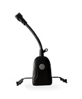 Outdoor Wireless Smart Plug With App Control And Remote Access Weather Resistant IP53 Design, vertical view, flexible neck, black.