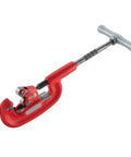Tough As Nails Pipe Cutter For Metal And Plastic Tubing With Slick Rolling Wheel, heavy duty tool in red for easy handling.