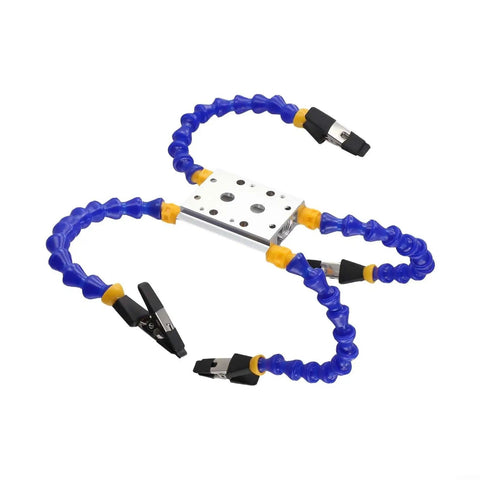 Welding Table Clamp With Flexible Arms Third Hand Tool For Holding Components And Wires, Adjustable Soldering Station Fixture, blue