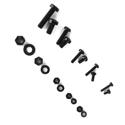 Nylon Screw Nut Washer Set M2 M2.5 M3 M4 M5 270 Piece Black Assortment Kit Displayed with Fasteners in Various Sizes