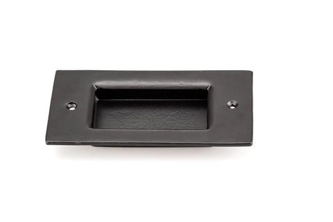 Solid Matte Black Recessed Pull Handle For Barn Doors Cabinets Drawers top view showing smooth finish and mounting holes