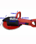 Top Shelf 14 Inch Electric Circular Concrete Saw 3500W Powerhouse Masonry Cutter with measurements labeled for easy reference.