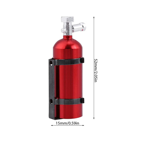 Mini Metal Fire Extinguisher For RC Crawlers Red 2 05 Inch Heavy Duty Solid Scale Detail, showcasing red metal design and dimensions.