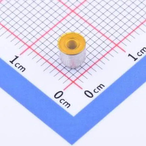 20 Pack SMD Surface Mount Round Nuts For PCB Circuit Boards M2 X 3.5MM Iron Tin Coated Standoff Columns on measurement grid.