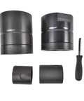 Leaf Spring Pin And Bushing Adapter Service Kit 9 Piece Removal Tool Set For Heavy Duty Trucks And Equipment Includes Spacer Tube Cylinder Adapter Push Pull Adapters Tube Caps Adapter Pins And Socket, black steel adapters