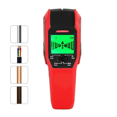 Boss Level Digital Stud Finder Wall Scanner Dead On Detection with green display for deep wood, metal pipes, and live AC wires.