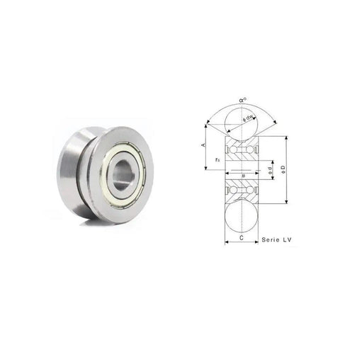 Lv62010ZZ Double Shielded Roller Bearing 6X20X10mm V Groove Pulley Wheel showing detailed design and dimensions for linear guide rails.