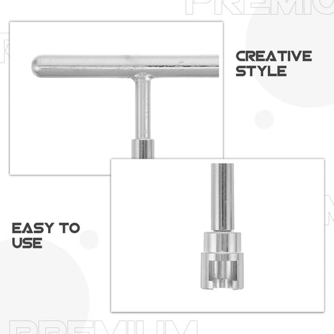 Heavy Gauge T Shaped Auto Dent Puller Kit For Paintless Dent Removal And Diy Car Body Repair Tool To Knock Out Dents And Smooth Up Parking Scrapes On Steel Panels Fast, showing silver t grip and adapter.