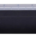 Black storage box with clear lid and red clasps, part of 7 Pack Organizer Set With Removable Dividers And Multi Size Storage Boxes.