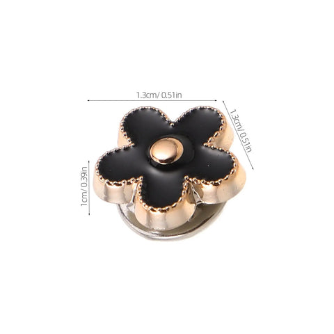 Total Fashion Hack With These Pocket Ready Black Flower Button Covers And Alloy Brooch Pins For Dresses No Sew Snap Fasteners with flower design.