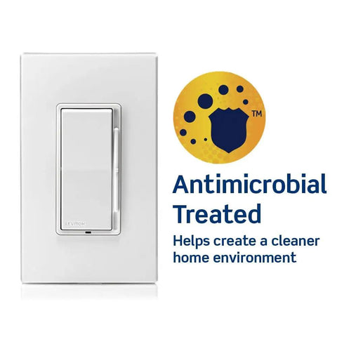 Killer Smooth Slide Dimmer Switch Antimicrobial Mold Resistant For Led And Bulbs Hassle Free Install Wall Plate clean white finish.