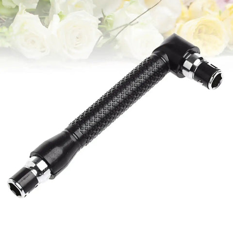 Double Ended Socket Wrench And Hex Driver Adapter Quarter Inch L Shaped Handle with cushioned grip for tight spaces.
