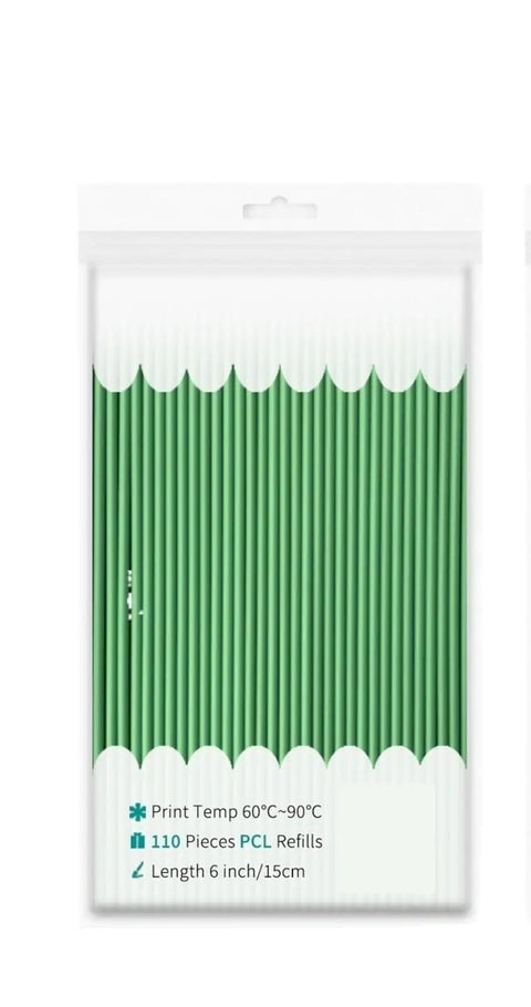 Top Tier Low Temp Pcl Filament 2.5Mm 3D Pen Refills Kid Friendly Classroom Art Supplies, 110 pieces green 6 inch PCL rods.