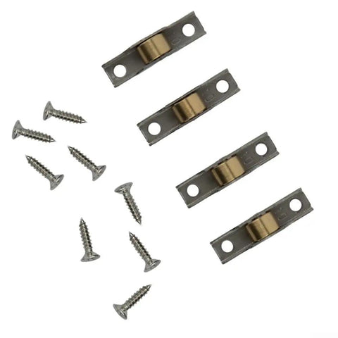 Premium Stainless Steel Sash Pulley And Flat Runner Wheel System Rustproof Sliding Door Hardware For Bathroom Tracks Drawer Systems Four Pack, includes rollers and screws.