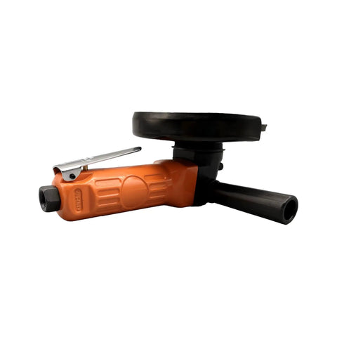 125 Mm Pneumatic Angle Grinder Polisher Sander With Turbo Trigger And Removable Canted Side Handle, showcasing side view and handle design.