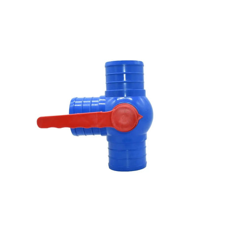 Blue tee splitter with red lever from Plug And Play All In One 50/63/75/100mm Water Hose Connector Kit For Irrigation Fittings