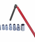 Tough As Nails Metric Socket Wrench Kit With Precision Hex Design For Plumbing And Auto Repair Heavy Duty Steel Tools showing red handle and 7 chrome sockets
